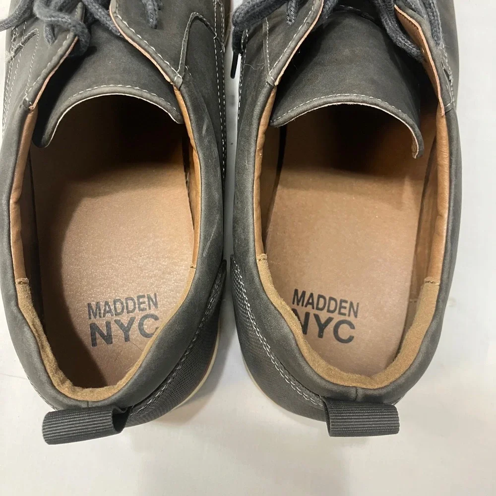 Madden NYC Mens Grey Lace Up Casual Derby Shoes Size 12 Streetwear Smart Casual